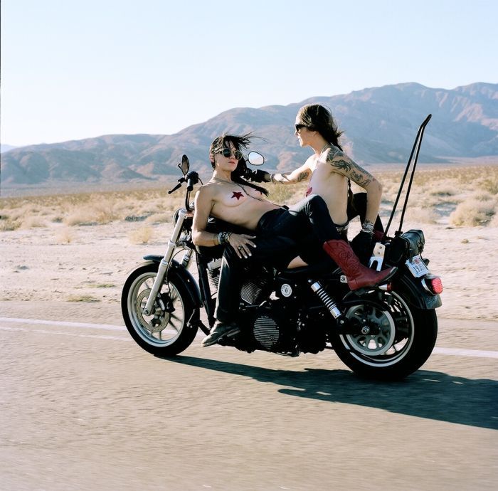 Girls on a motorcycle in Port Louis