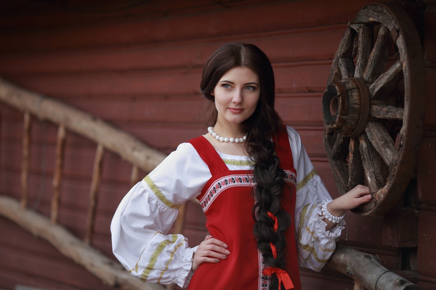 Girls in Slavic costumes in Port Louis